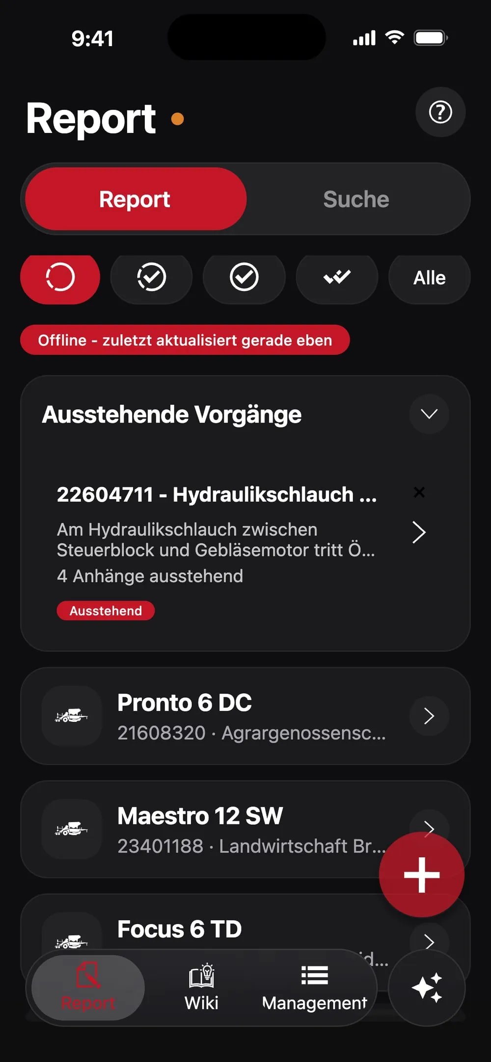 Offline: Die Meldung wartet auf dem Telefon, mit ihren vier Anhängen
